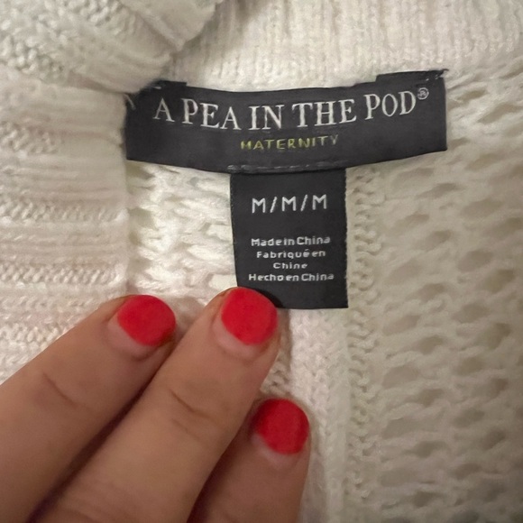 Maternity Pea In The Pod Cozy White Open-Knit Cardigan sz M with pockets (M125) - Picture 5 of 9